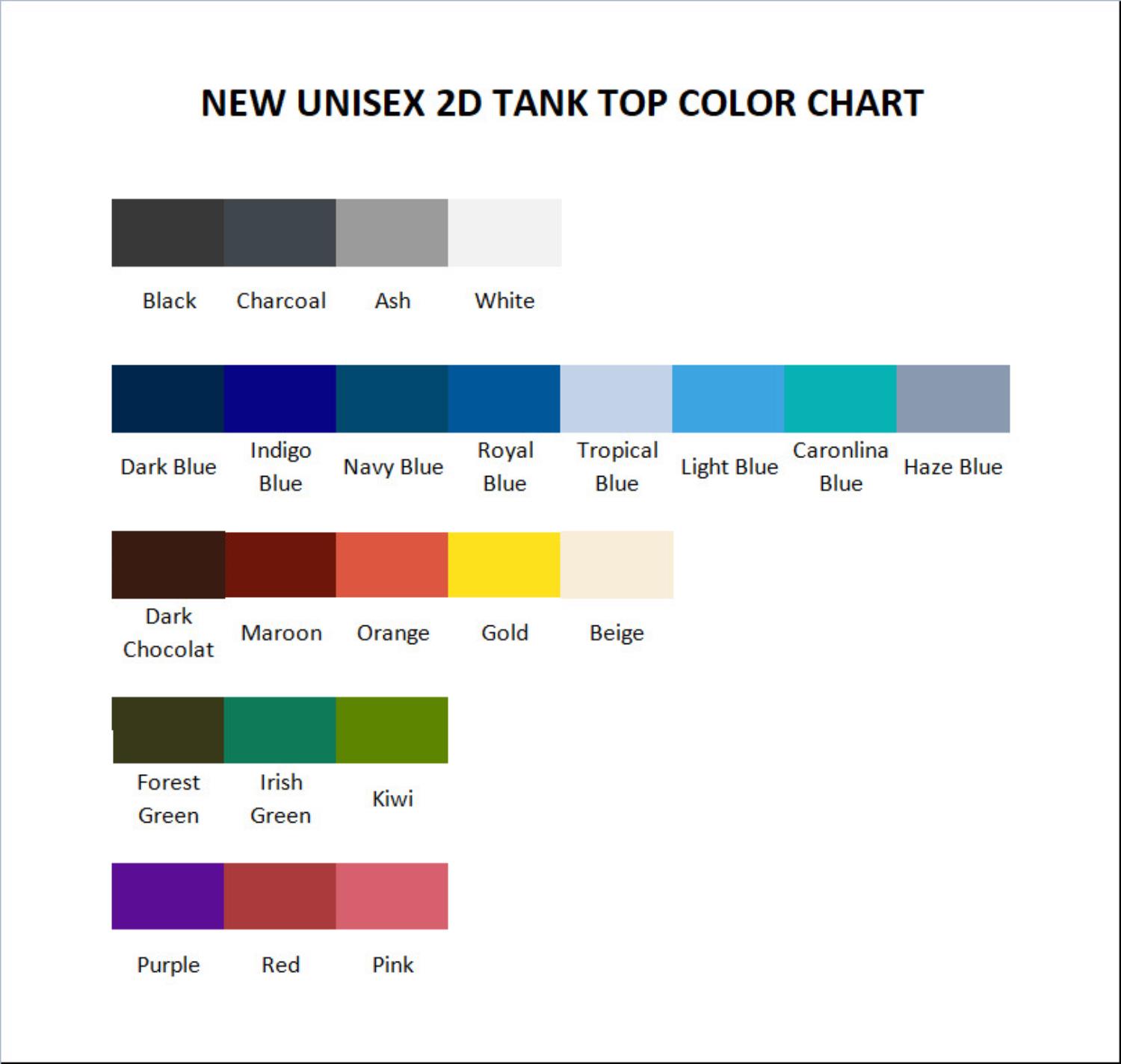 tank top color chart - Dragon Quest Merch