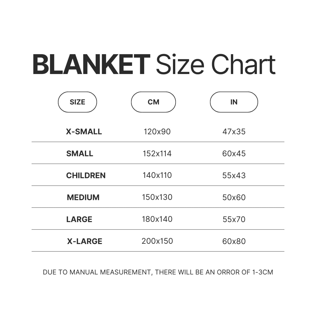 Blanket Size Chart - Dragon Quest Merch