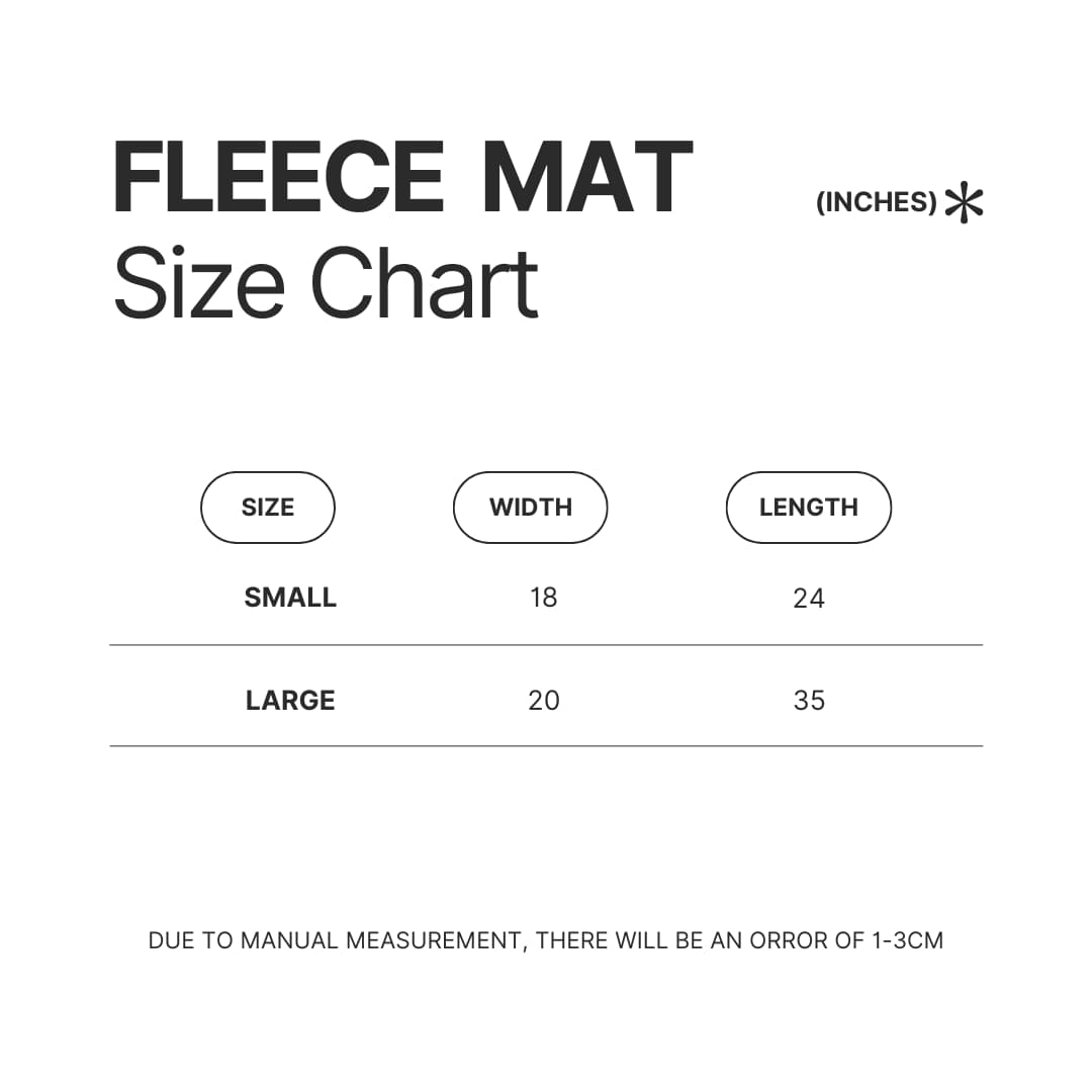 Fleece Mat Size Chart - Dragon Quest Merch