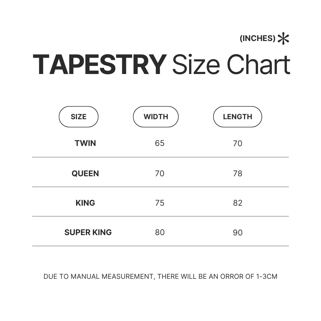 Tapestry Size Chart - Dragon Quest Merch